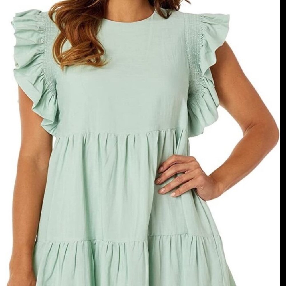 Mint Green Ruffle Sleeve Dress